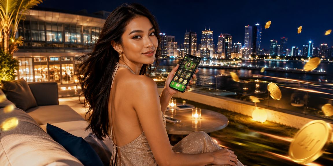Model menampilkan gaya hidup hiburan digital dan taruhan olahraga Indonesia
