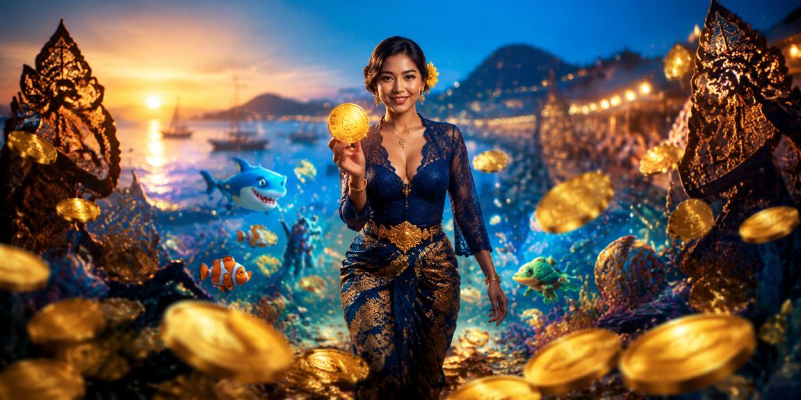 Suasana pasar malam Vietnam dengan permainan Ban Ca tembak ikan yang ramai dan meriah